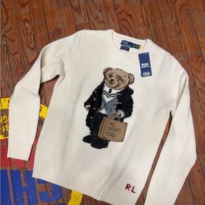 Ralph Lauren Cream Sweater with Bear Design